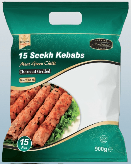 Crown Meat Seekh Kebab Green Chilli 15pcs - Desi Grocery