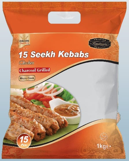 Crown Chicken Seekh Kebabs 15pcs - Desi Grocery