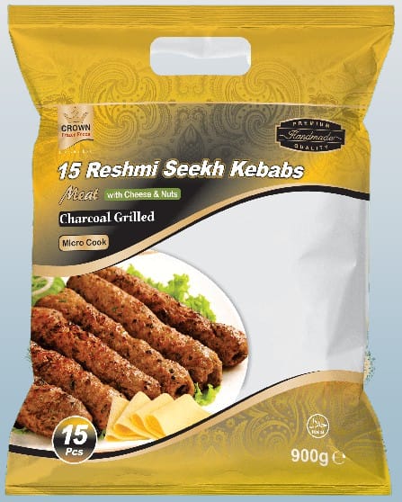 Crown Reshmi Meat Seekh Kebab 15pcs - Desi Grocery